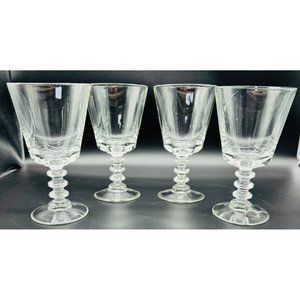 Cherish Empire by Javit Clear 4 Crystal Water Goblets 6 3/8" With Wafer Stem